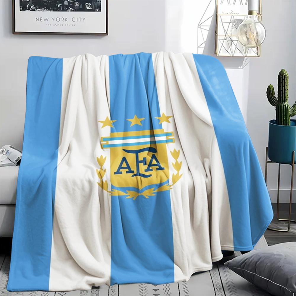 1PC Argentina national FC Print Flannel Blanket, High quality Comfortable for All Seasons, Home Decor, Warmth and Comfort, Perfect for Christmas Gifts