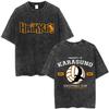 Gewaschenes Vintage Anime Haikyuu KARASUNO Merch T-Shirt Herren Cartoon Manga Oversized T-Shirt Herren Sommer Lässige Kurzarm-T-Shirts