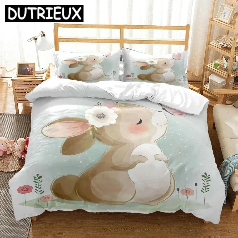 Kaninchen HD Druck Bettwäsche Set Teenager King Size Bettwäsche Set Kinderbett Doppelbett Bettbezüge Kissenbezug Bettdecke Bettwäsche Set