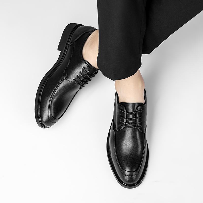 Men'S Casual Shoes Fashion Leather Shoes Lace-Up Breathable Leather Shoes Men Dress Shoes Business Shoes Black Work Shoes JZ-577