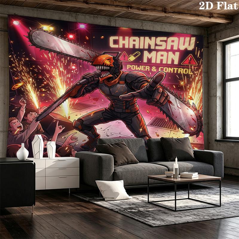 Chainsaw Man Wall Tapestry Aesthetic Wall Hanging Printed Fabric Blanket Decorative Tapestries For Bedroom Living Room Home Decor