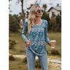 Autumn Women's Blouse Long Sleeve Square Neck Loose Comfortable Casual Printed Top