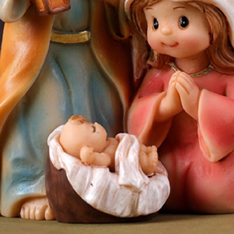 Religious Home Decors Nativity Scene Cartoon Resins Miniature Figurine Festives Tabletop Holiday Holy Family Ornament