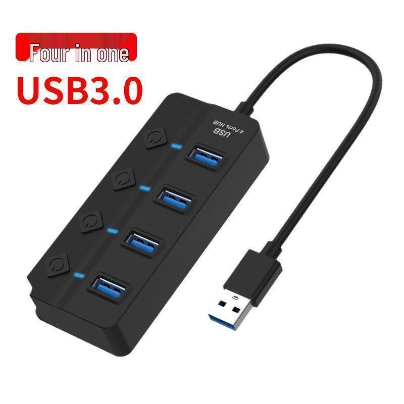 USB 3.0 Seven-Port Hub with Independent Switches and Power Supply for Desktop Computers