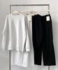 Baseukala [Set] Basic Round T-Shirt + Wide Banding Pants Set-Up (2Colors)