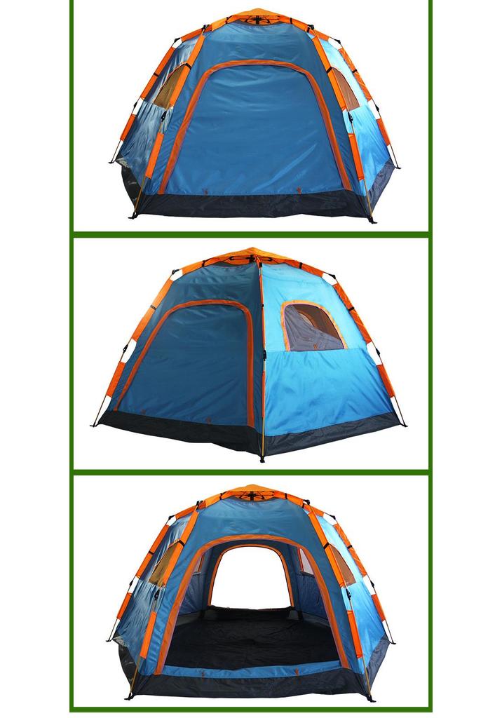 Hexagonal Camping Tent: 6-10 Person, Large Space, Automatic, Portable, Rainproof & Sunproof - Quick Setup, No Assembly Needed.