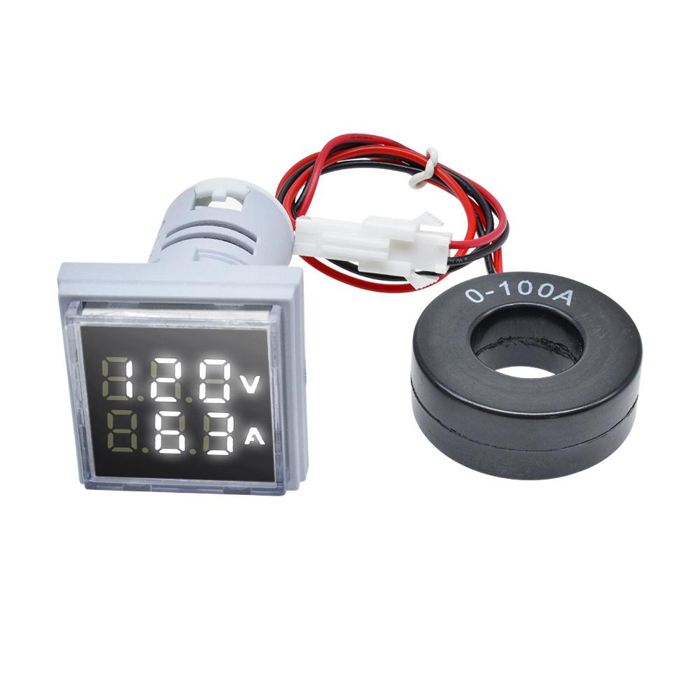 AC 50-500V 0-100A Square LED Digital Voltmeter Ammeter 110V 220V Voltage Current Meter Voltammeter Car Volt Amp Tester Detector