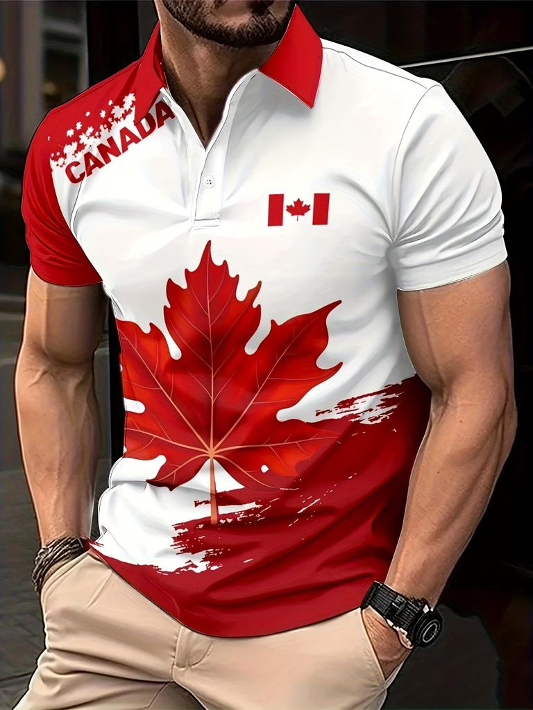 Fashion Maple Leaves Canada Flag Men's Polo T-Shirts Summer Casual Sport Short Sleeve 3D Printed Streetwear Men Clothing Tops