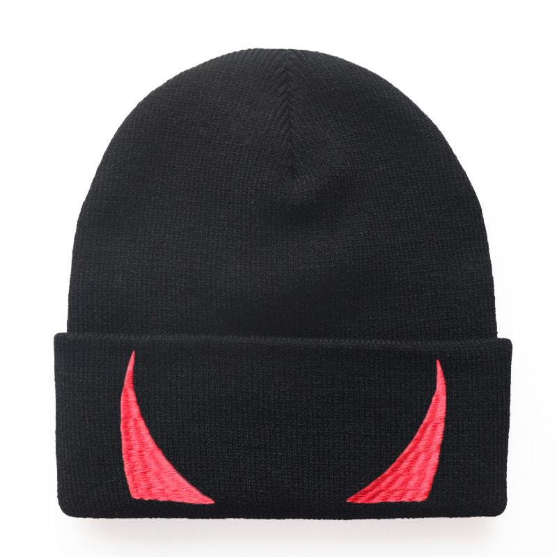 Popular in Europe and America devil horn Devil's Horns Embroidered Knit Hat Pullover Warm Hat Hip-Hop Woolen Hat