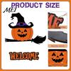 Pumpkin Wall Plaque Halloween Wooden Welcome Door Sign, Ghost Bat Hanging Decor Indoor Outdoor Decoration for Yard, Home Party Entrance Rustic