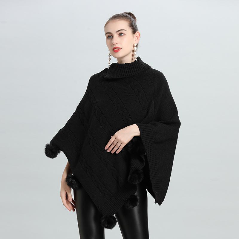 

Европейский и корейский свободный жаккардовый пуловер с ворсом, вязаный свитер, накидка, шаль 0937 # one size fits all чёрный