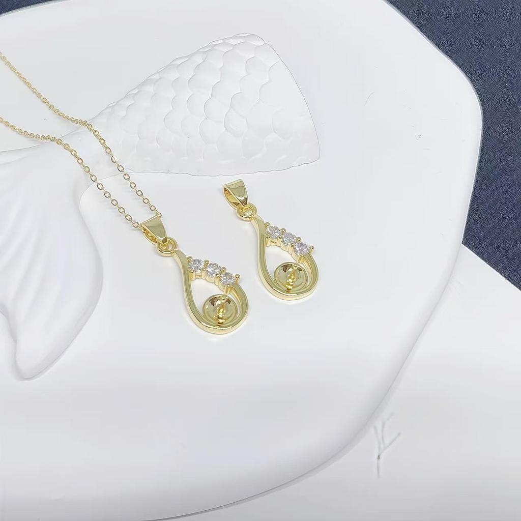 Copper-Plated 18K Gold Water Drop Pearl Pendant DIY Necklace for Women