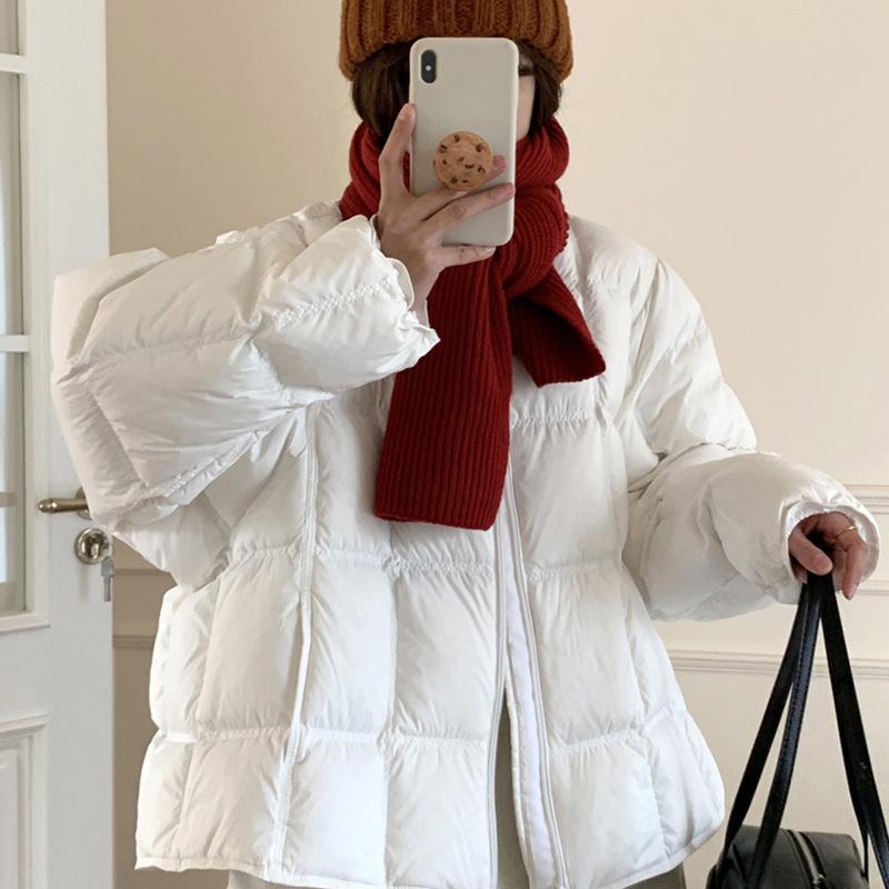 Women's Korean Style Short Tofu Block Down Jacket - Warm, High-End Winter Petite Puffer