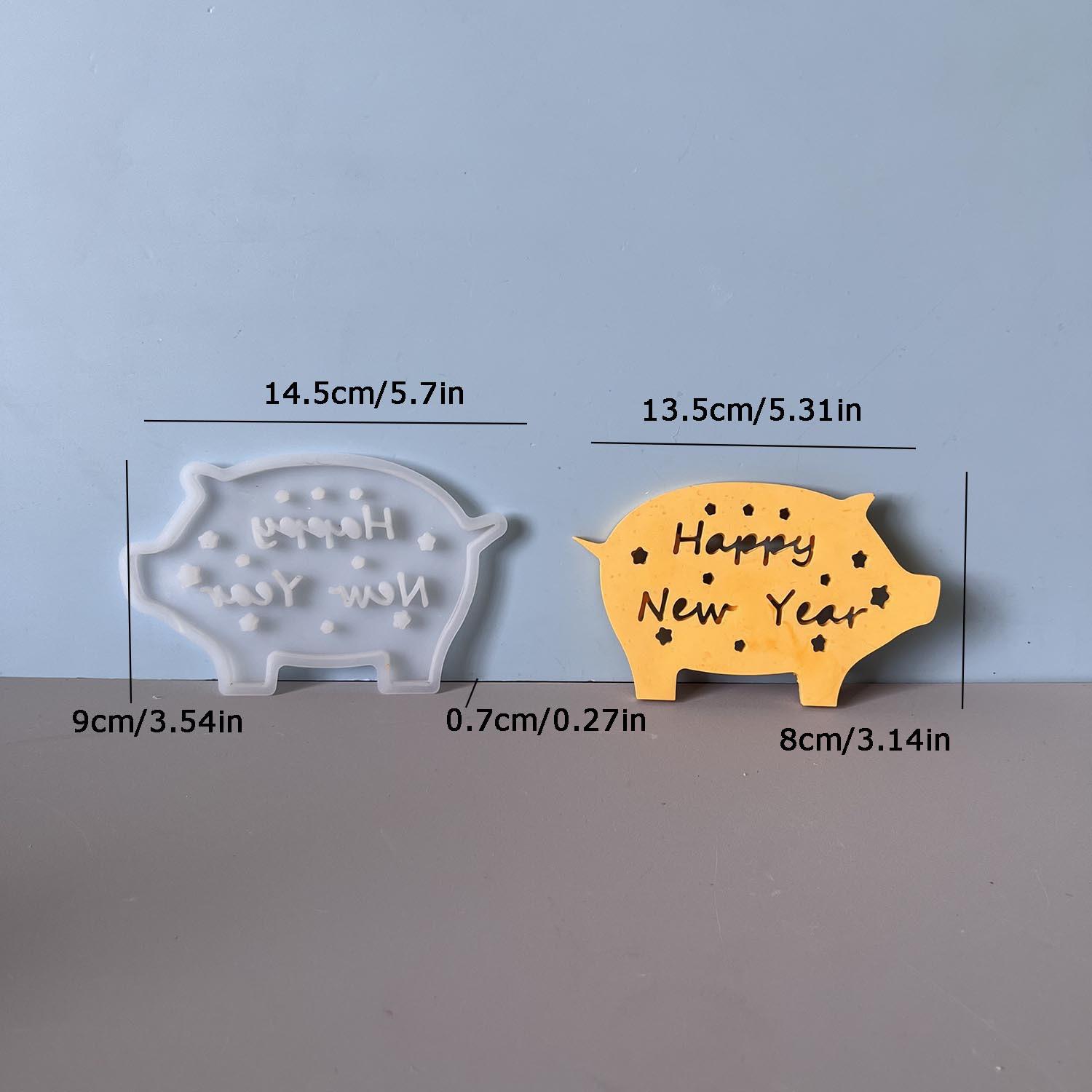 

3D Piggy LED Night Light Decoration Silicone Mold Set DIY Happy New Year 2026 Desktop Decor Gypsum Plaster Making Casting Mould