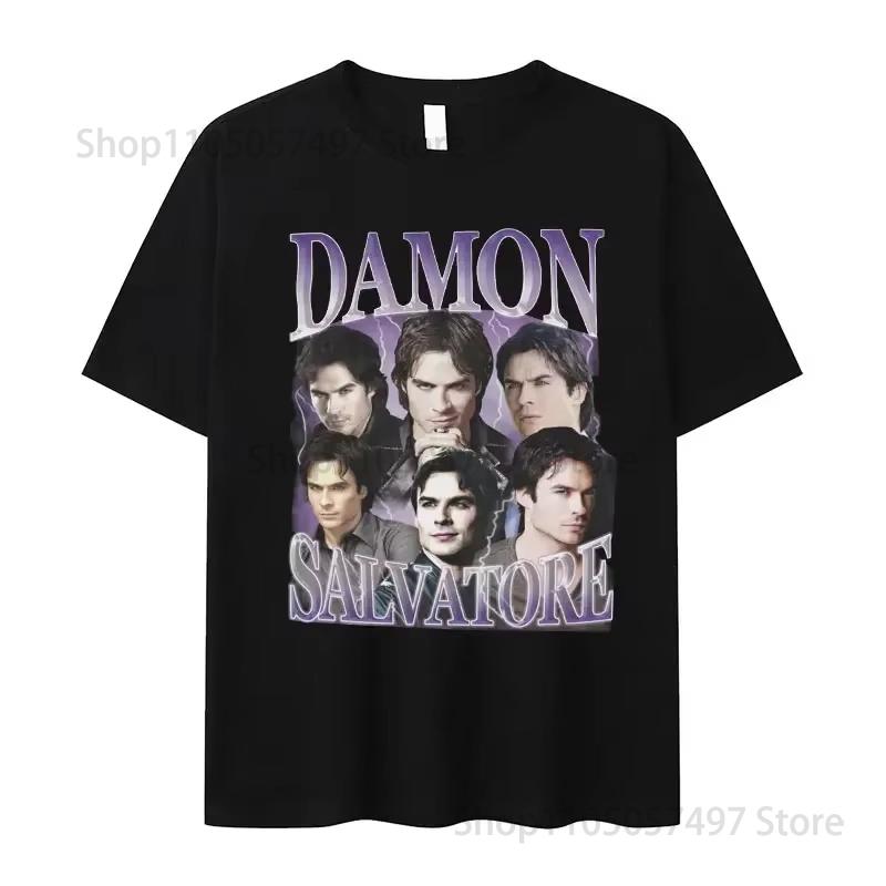Damon Salvatore Ian Somerhalder Tv Show Tshirt For Women Summer Tops Tshirts Oneck Women Clothing Streetwear Female T Shirt