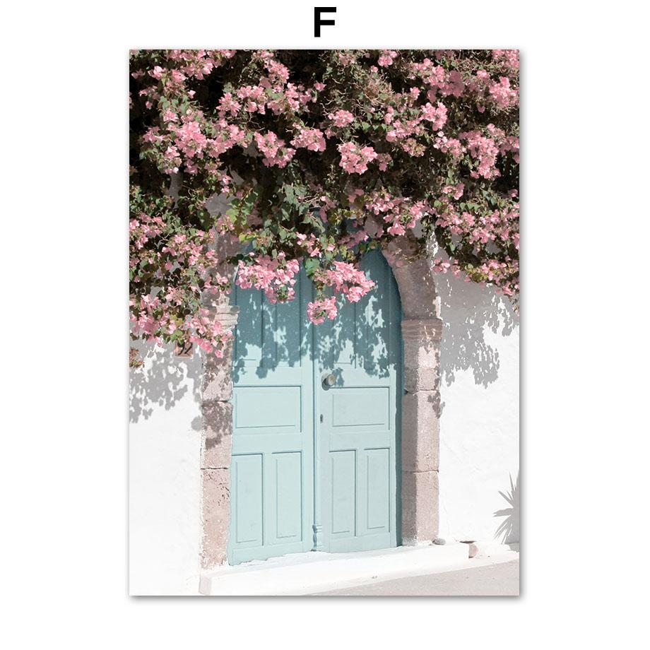 Venice Canal Sakura Beach Palm Tree Door Wall Art Canvas Painting Nordic Posters And Prints Wall Pictures For Living Room Decor