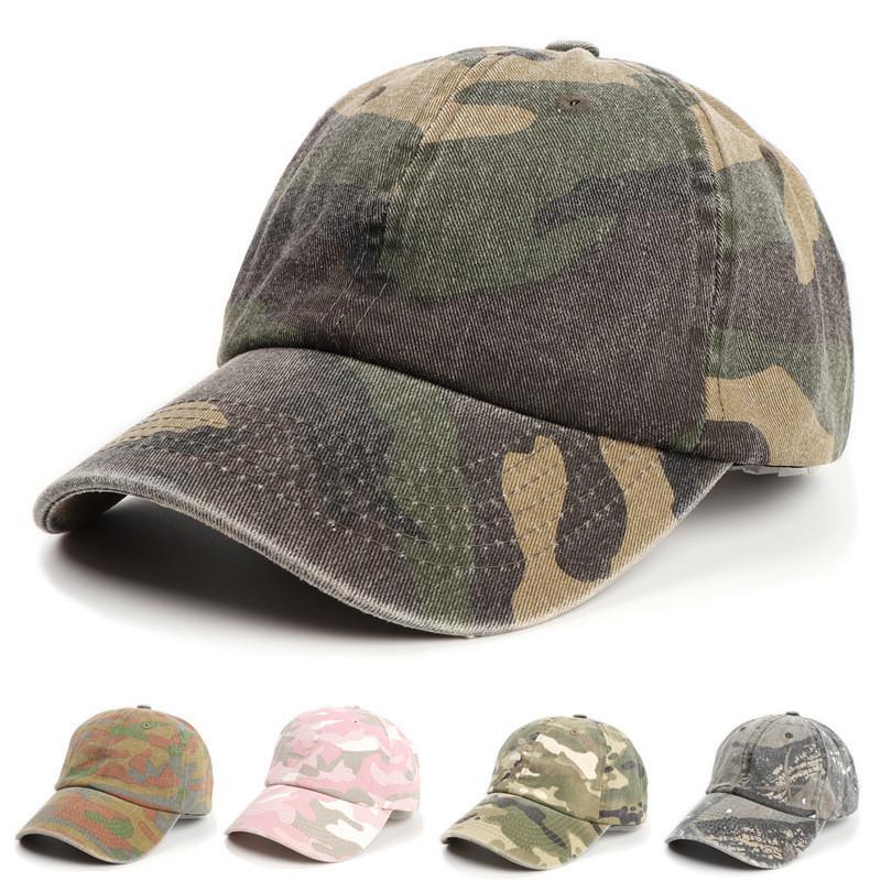 Cotton Washable Camouflage Baseball Cap With Curved Brim For Summer Casual Wear