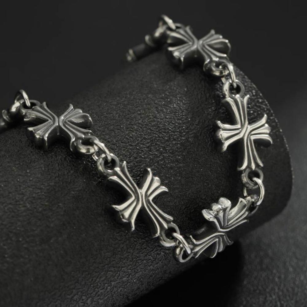 Punk Rock Trend Stainless Steel Charm Necklace for Women Men Gothic Vintage Crosses Bracelet Hiphop Party Jewelry Accessories