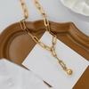 Gold Paperclip Necklace Exquisite Clavicle Chain Necklace Trendy Metal Choker Necklace  Girl Gift