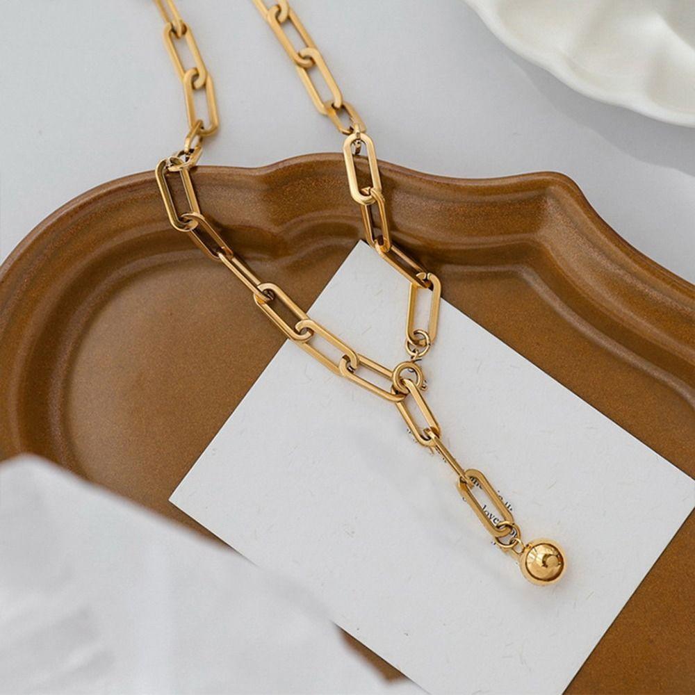 Gold Paperclip Necklace Exquisite Clavicle Chain Necklace Trendy Metal Choker Necklace Girl Gift