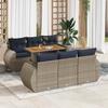 VidaXL Garden Lounge Set with Cushions 7 Pcs Grey Wicker, Outdoor Sofa Set, Corner Sofa Set 3327225