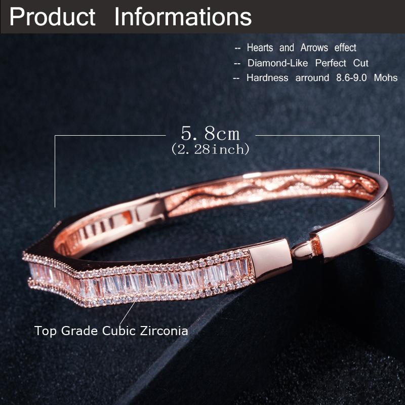 WWJ Top Quality Inlay Zirconia Open Cuff Bangle for Women