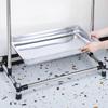 Stainless Steel Movable Mop and Broom Storage Rack for Commercial Hotel Linen Cart.