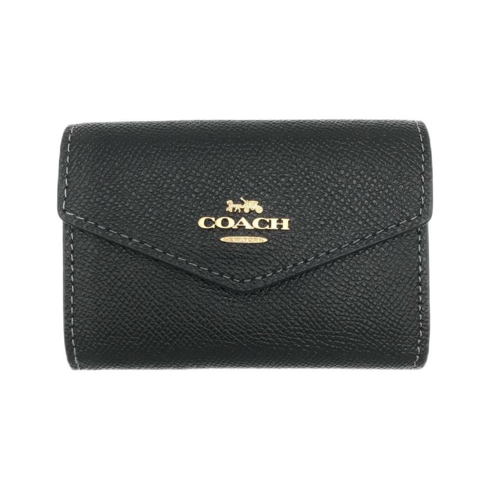 

Coach Card Case 10 Gold Horse And Carriage Logo Flip Crossgrain Leather Wallet Women wallet Black CH487-IMBLK Basic Set (Bag+Dust Bag)