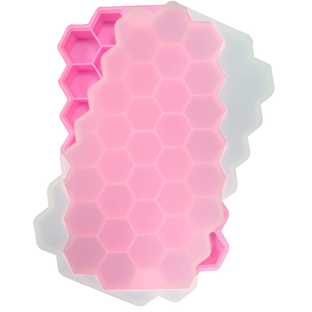 Honeycomb Ice Cube Tray Reusable Silicone Ice Cube Mold BPA Free Ice Maker with Removable Lid for Easy Release