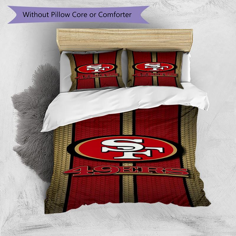 Set Biancheria da Letto Design San Francisco 49ers 1 Copripiumino + 2 Federe Morbido Traspirante Biancheria da Letto per la Casa