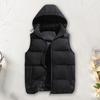 Men Winter Cotton Vest Sleeveless Hooded Zipper Pockets Cardigan Thickened Solid Color Windproof Heat Retention Soft Warm Casual Coat Waistcoat