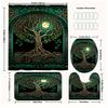 Green Rattan Tree Moonlight Shower Curtain Set | Waterproof Curtain, 12 Hooks, Mold Resistant, Machine Washable, Home Decor