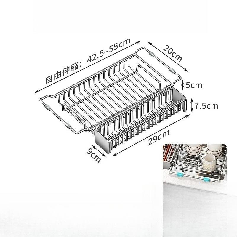 Extendable Stainless Steel Chopstick Drainer for Sink, Dish Drainer, Vegetable Washing Basin, Kitchen Dish Storage Rack