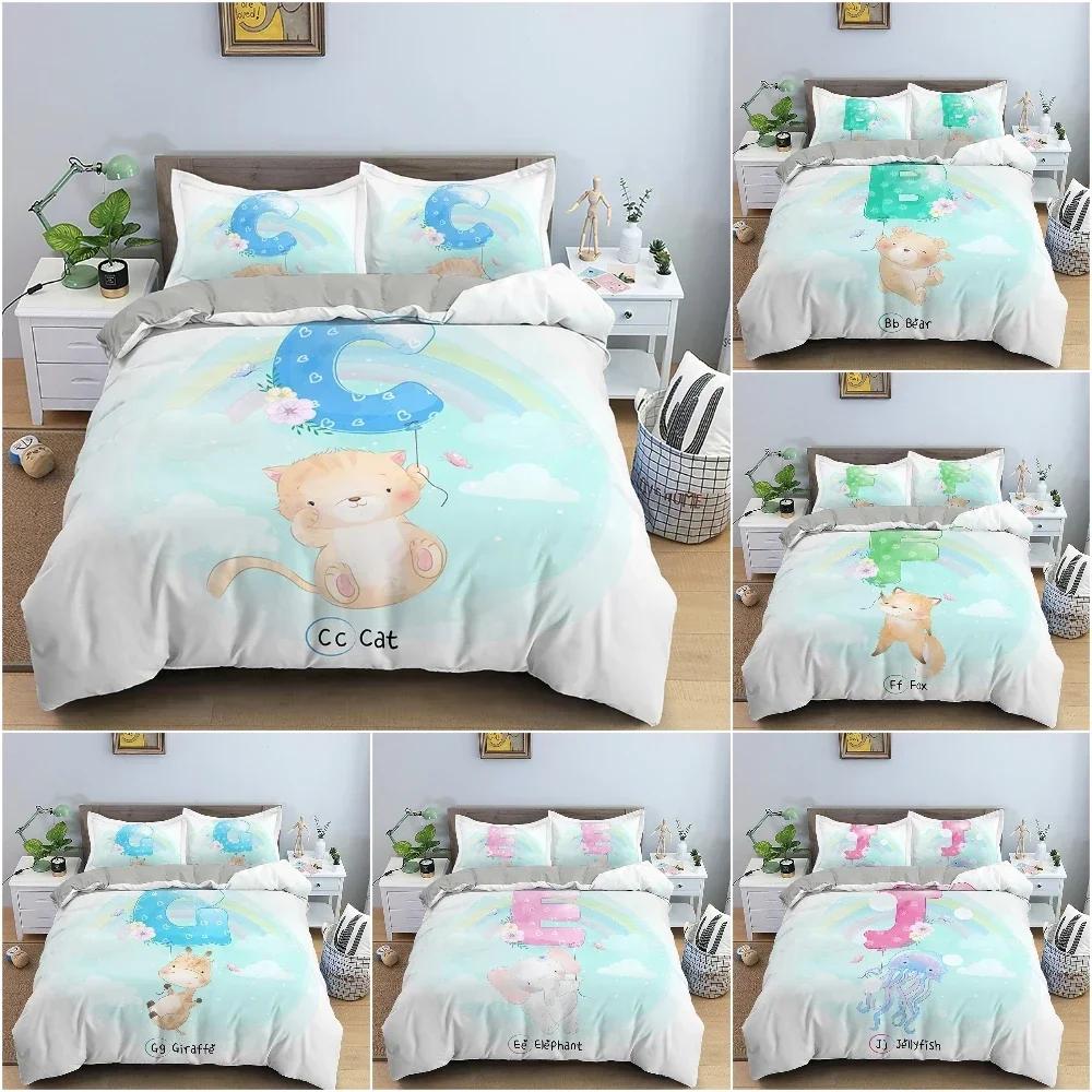 Cartoon Pattern Comfortable Duvet Quilt Cover Pillowcase Bedding Set Children Bedroom Decoration Home Textile
