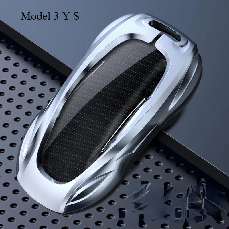 For Tesla Model 3 Y S Model X Zinc Alloy Black Car Key Protection Shell Cartoon Smart Remote Key Cover Car Accessories