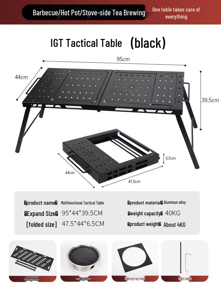 Tragbarer leichter Aluminium-Campingtisch - Faltbare taktische IGT BBQ-Tischplatte