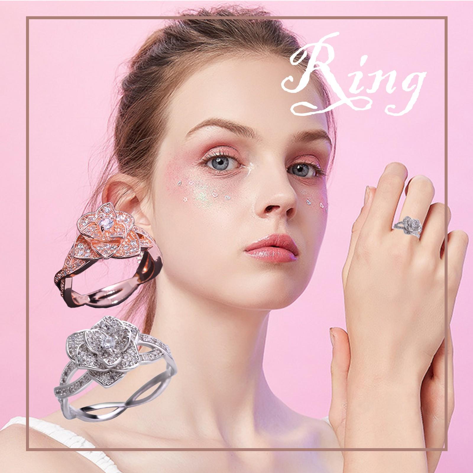 

Роскошное инкрустированное бриллиантами кольцо с цветочным кристаллом и цирконием, модное ювелирное кольцо для женщин