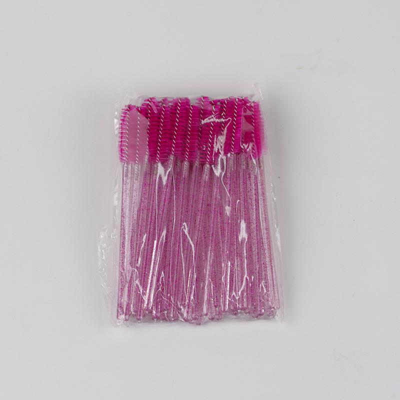 50-Piece Portable Crystal Rod Eyelash & Eyebrow Brush Set - Nylon Makeup & Extension Comb
