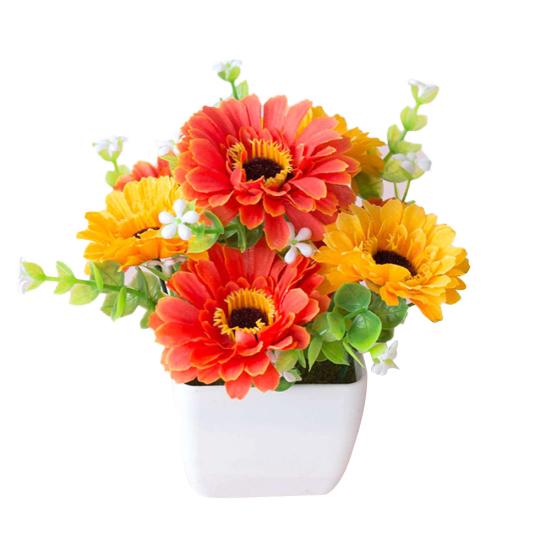 Fleur de chrysanthème artificielle gypsophile, Pot en bois, bonsaï, décoration de jardin et de maison