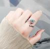Anti Stress Blue Crystal Evil Eye Open Fidget Rings For Women Rotate Freely Spinning Knuckle Ring Girls Gift Anillos Mujer