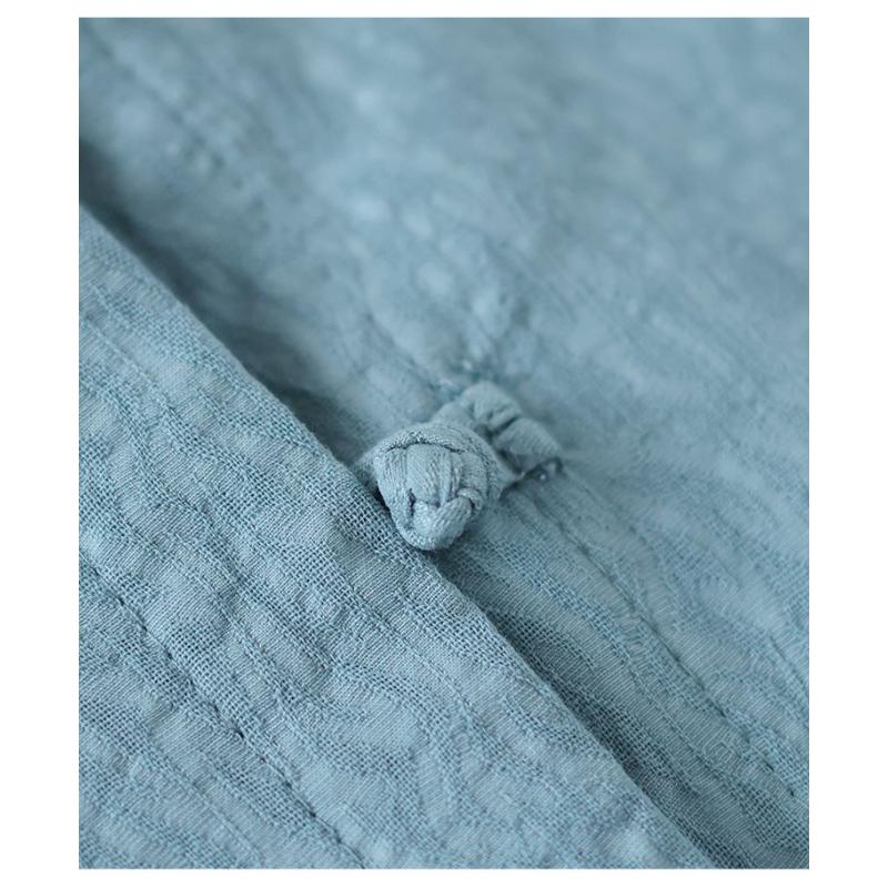 Cotton Linen Spring and Autumn Zen Women's Button-down Top Solid Color Long-sleeved Retro Literary Loose Age-reducing Shirt