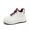 Wedge Sneakers With Lace Up Design Round Toe Non Slip Thick Sole Casual Daily Walking Shoes Available In Black Red White Laces F