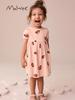 Malwee Girls' Summer Dress: New Round Neck Short Sleeve, Cute European and American Style for Little Girls