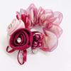 Headwear Beaded Hair Bands Flower Mesh Scrunchies Women Hair Ties Hair Rubber Bands Double Layer