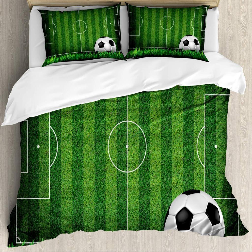 Lawn Football Three-Piece Quilt Cover 3D Digital Printing Bedding Set Bed Cover Batch