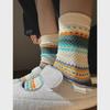 Women's Khaki Fair Isle Mid-Tube Socks - Light Luxury Retro Ethnic Style