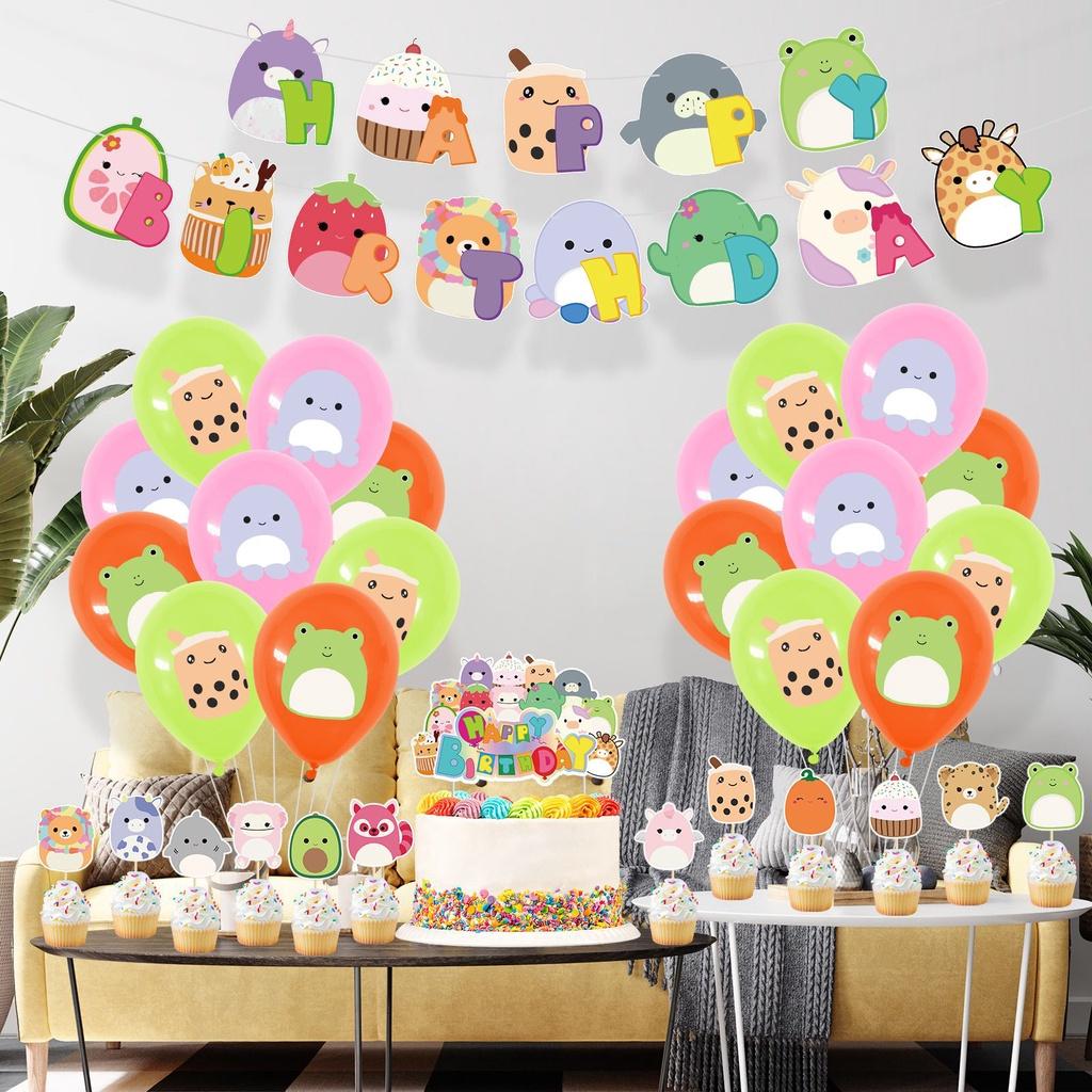Cute Squishmallows Themed Party Supplies Includes Balloons Cake Topper And Banner