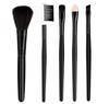 KIRA 5Pcs Makeup Brush Set For Powder, Concealer, Shading, Eyeliner, Lash & Brow Comb With Smooth And Comfortable For Women (Black)