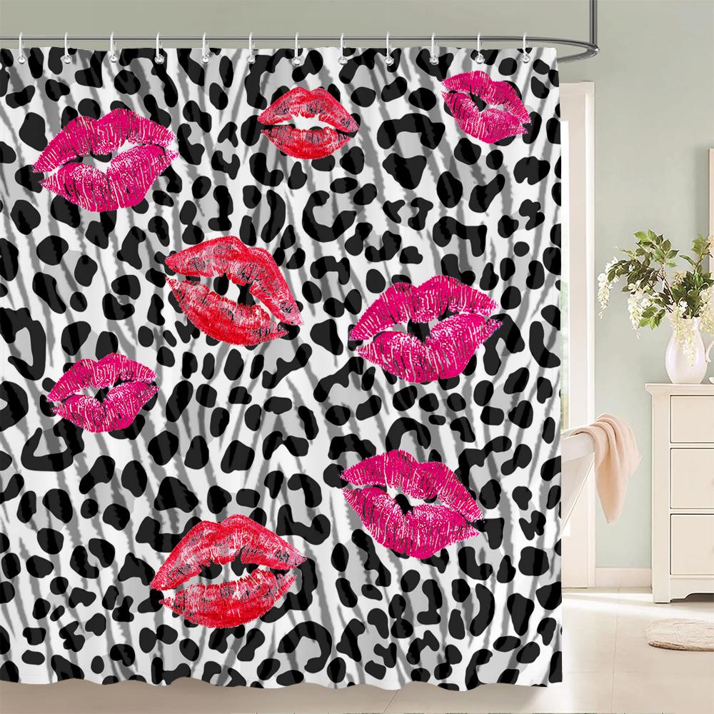 

Sexy Red lip Bath curtain Waterproof Shower Curtains Polyester Pink Romance Love Bath Screen Printed Curtain for Bathroom Decor W90xH180cm