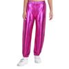 Kinder Mädchen Shiny Metallic Dance Hosen Elastische Hohe Taille Hip Hop Hosen Streetwear Dancewear